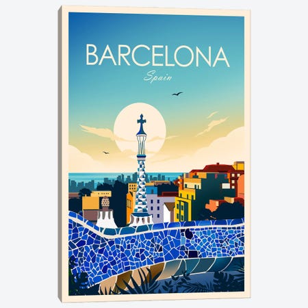 Barcelona Canvas Print #SIC46} by Studio Inception Art Print