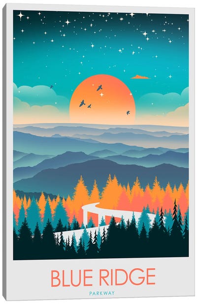Blue Ridge Parkway Canvas Art Print - Mountain Sunrise & Sunset Art