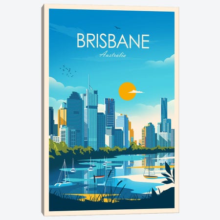 Brisbane Canvas Print #SIC52} by Studio Inception Art Print