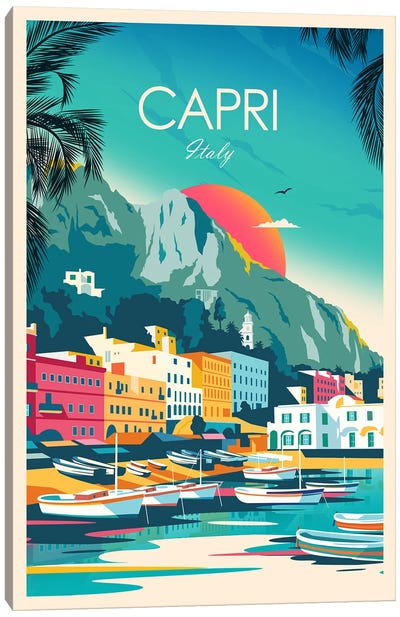 Capri Canvas Art Print - Coastal Village & Town Art