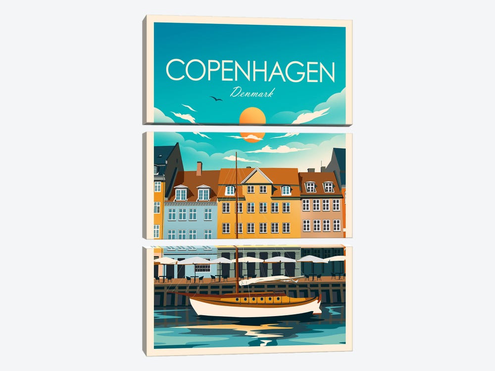 Copenhagen by Studio Inception 3-piece Canvas Print