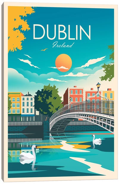 Dublin Canvas Art Print - Scenic & Nature Typography