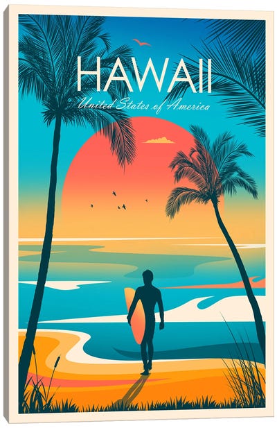 Hawaii Canvas Art Print - Lake & Ocean Sunrise & Sunset Art
