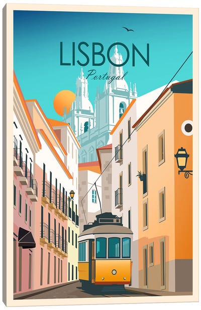Lisbon Canvas Art Print - Animal Typography