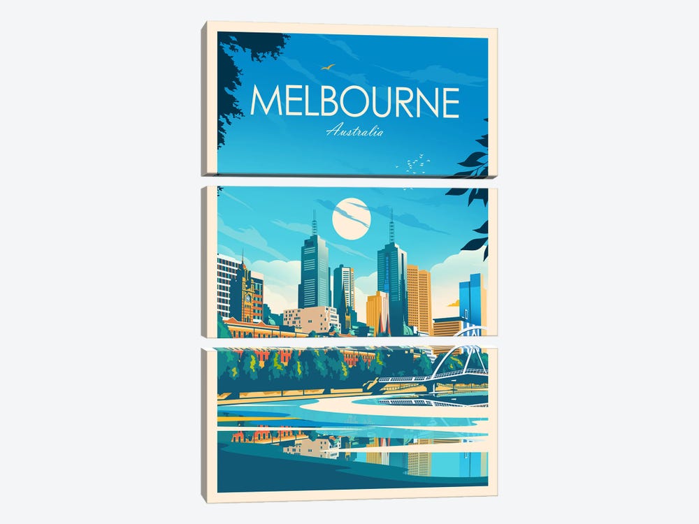 Melbourne by Studio Inception 3-piece Canvas Art Print