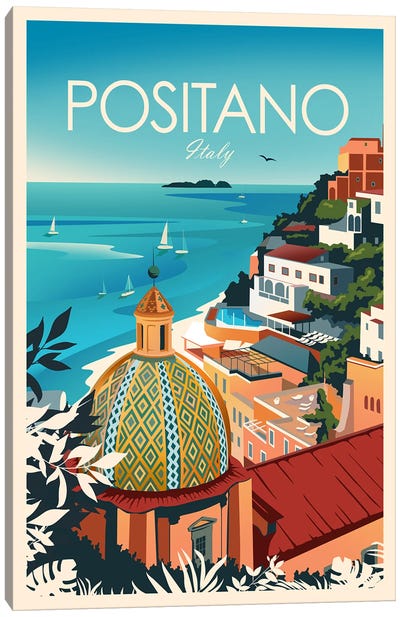 Positano Canvas Art Print - Scenic & Nature Typography