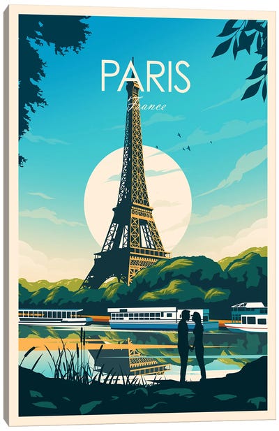 Paris France Canvas Art Print - Paris Typography