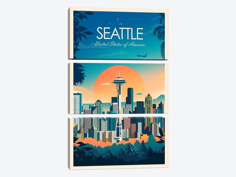 Seattle by Studio Inception 3-piece Canvas Art