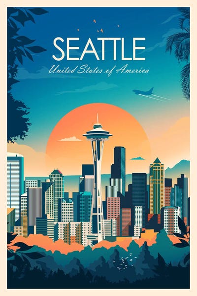 Seattle Travel Posters: Seattle by Studio Inception