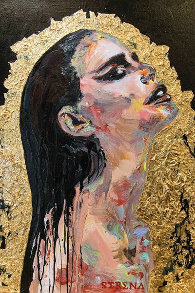 Woman With Black Hair by Serena Singh framed wall art