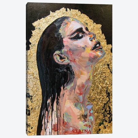 Woman With Black Hair Canvas Print #SIG10} by Serena Singh Canvas Art Print
