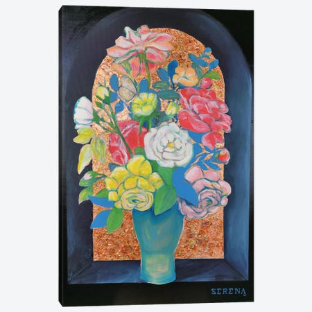 Vase With Flowers Canvas Print #SIG19} by Serena Singh Art Print
