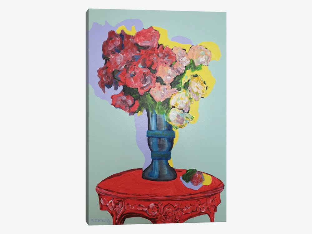Flower Vase On Red Table by Serena Singh 1-piece Art Print