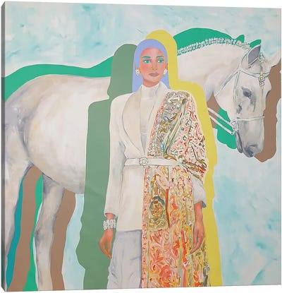Woman And Horse Canvas Art Print - Women's Coat & Jacket Art