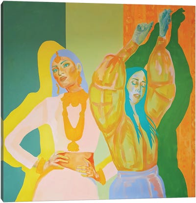 Dancing Women Canvas Art Print - Preppy Pop Art