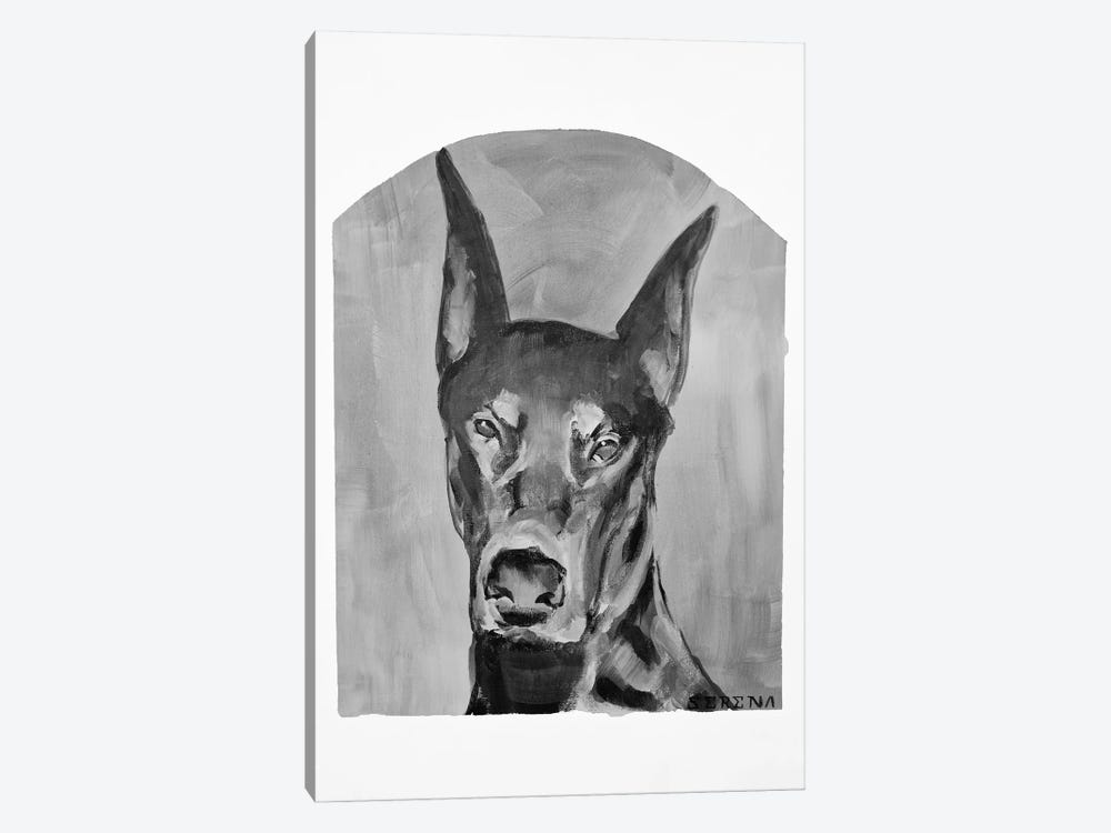 Doberman Black And White by Serena Singh 1-piece Canvas Wall Art