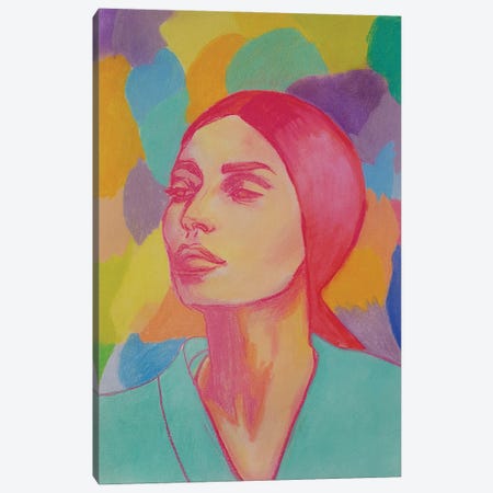 Woman In A Blue Blouse Canvas Print #SIG7} by Serena Singh Canvas Art Print