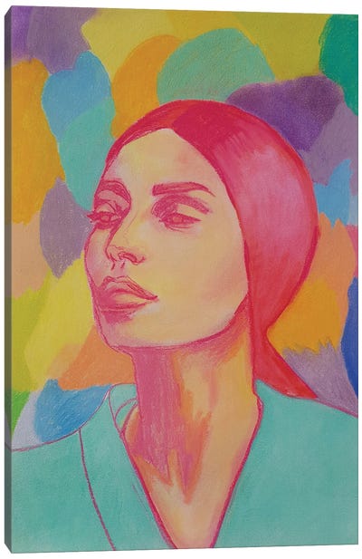 Woman In A Blue Blouse Canvas Art Print - Serena Singh