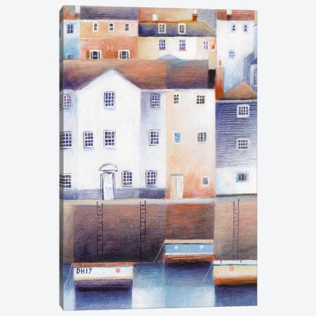 Waterside Houses Canvas Print #SIH12} by Simon Hart Canvas Wall Art