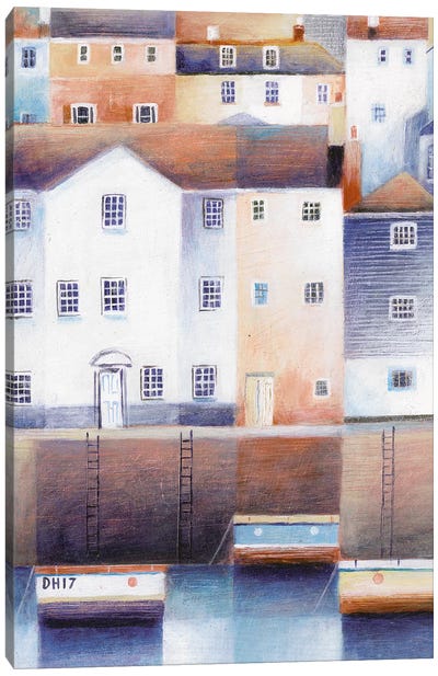 Waterside Houses Canvas Art Print - Simon Hart