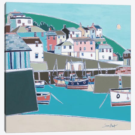 Harbour. Mevagissey Canvas Print #SIH15} by Simon Hart Canvas Print