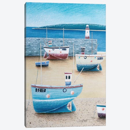 St Ives Harbour Canvas Print #SIH27} by Simon Hart Canvas Art