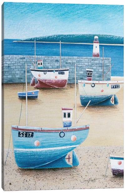 St Ives Harbour Canvas Art Print - Kids Nautical Art