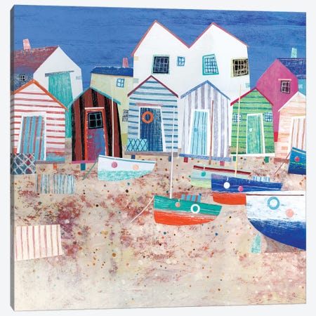 Beach Huts Canvas Print #SIH2} by Simon Hart Art Print