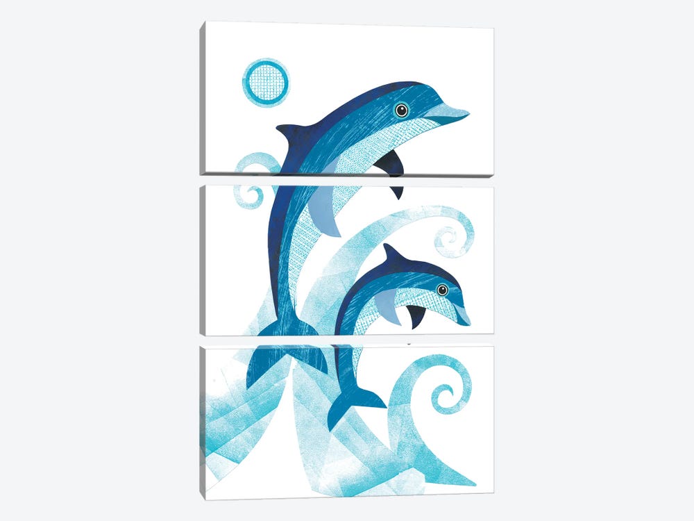 Dolphins by Simon Hart 3-piece Canvas Art Print