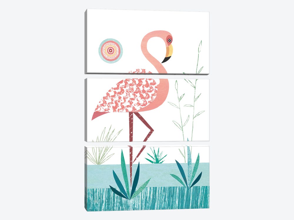 Flamingo by Simon Hart 3-piece Canvas Art Print