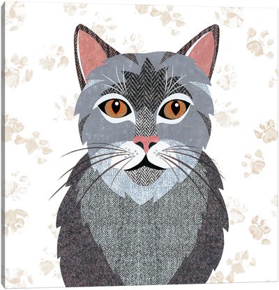 Grey Tabby Canvas Art Print - Tabby Cat Art