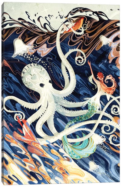Little Mermaid Canvas Art Print - Octopi