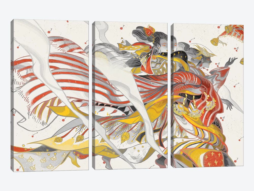 Wind Ladies by Sija Hong 3-piece Canvas Print