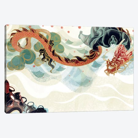Dragon's Treasure Canvas Print #SIJ5} by Sija Hong Canvas Wall Art