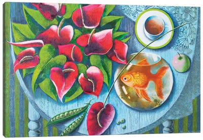 Golden Fish Canvas Art Print - Funky Fine Art