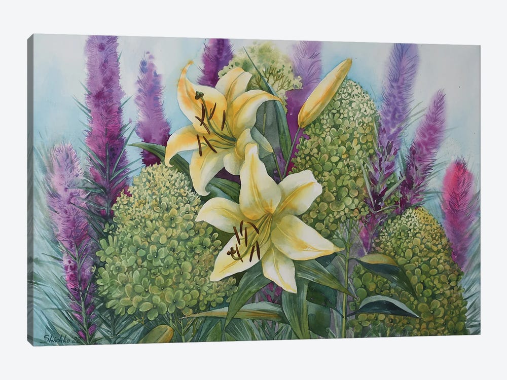 Lilies From My Garden by Elena Shichko 1-piece Canvas Artwork