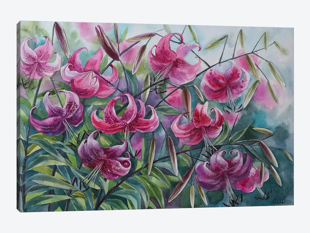 Pink Lilies by Elena Shichko 1-piece Art Print