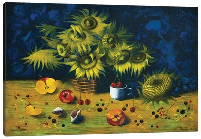 Still Life With Sunflowers Canvas Art Print - Elena Shichko
