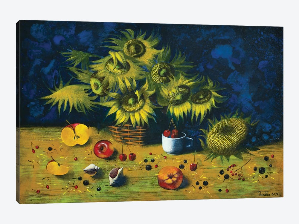 Still Life With Sunflowers by Elena Shichko 1-piece Canvas Art Print