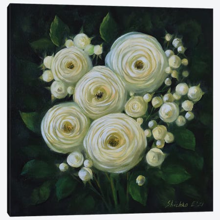 White Roses Canvas Print #SIK33} by Elena Shichko Art Print