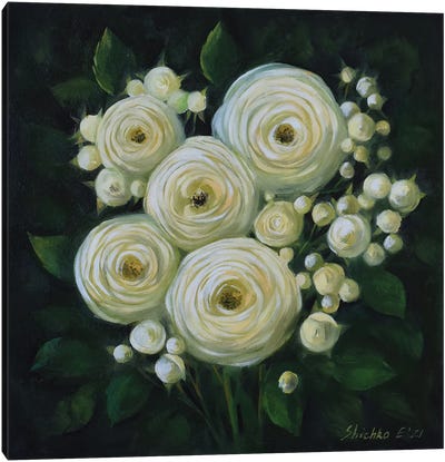 White Roses Canvas Art Print - Elena Shichko