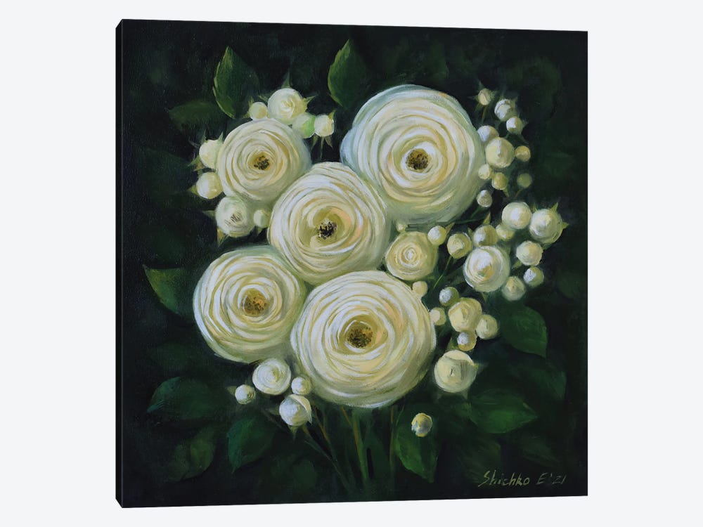 White Roses by Elena Shichko 1-piece Canvas Art