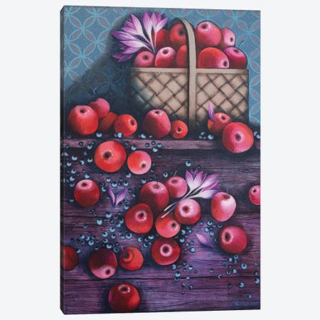 Basket Of Apples Canvas Print #SIK3} by Elena Shichko Canvas Artwork