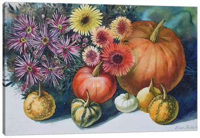 Still Life With Pumpkins Canvas Art Print - Elena Shichko