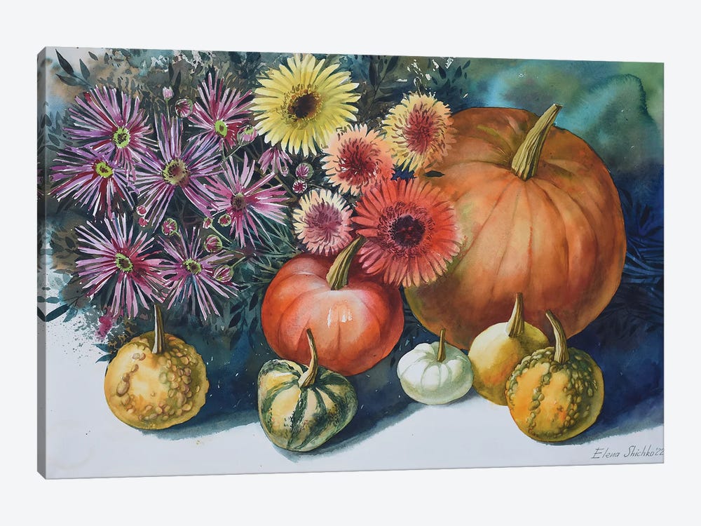 Still Life With Pumpkins by Elena Shichko 1-piece Canvas Art Print