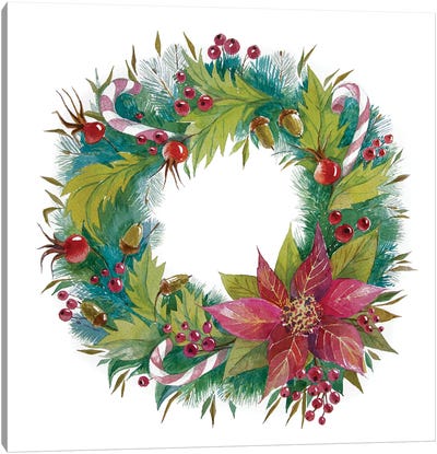 Christmas Wreath Canvas Art Print - Elena Shichko