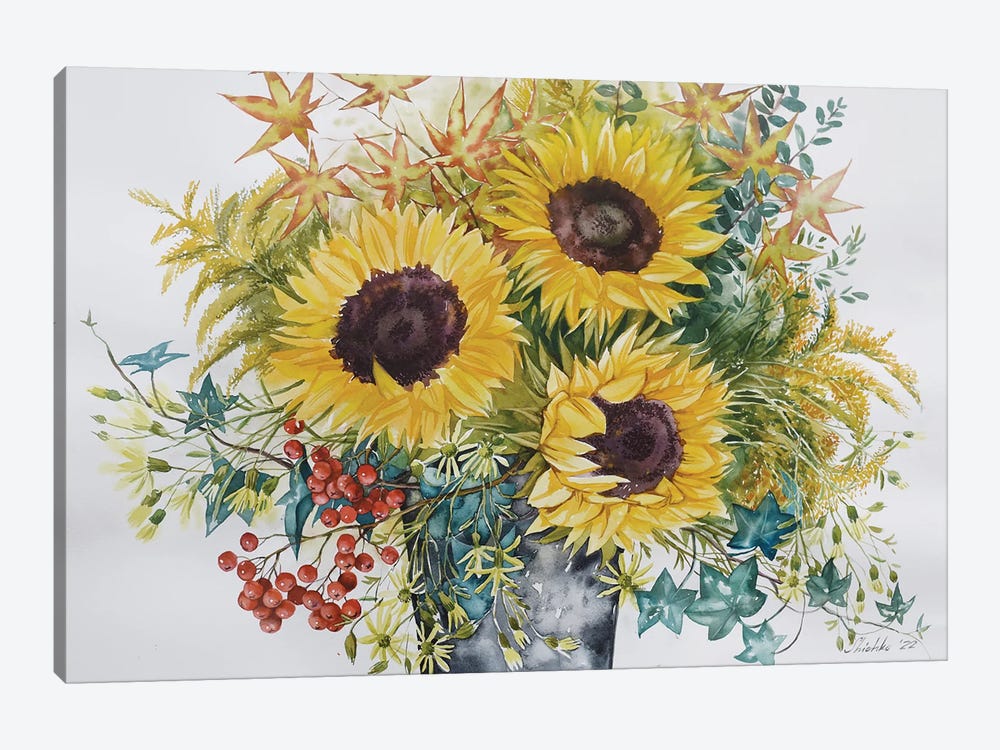 Bouquet With Sunflowers by Elena Shichko 1-piece Canvas Wall Art