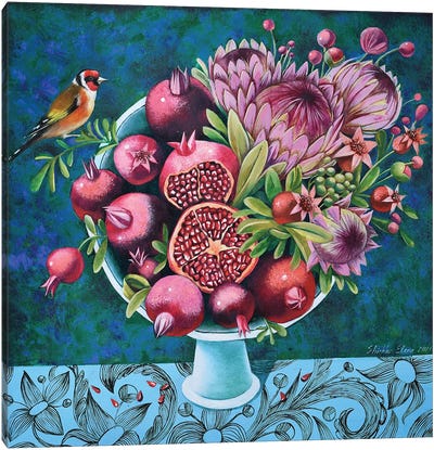 Full Bowl Canvas Art Print - Pomegranate Art