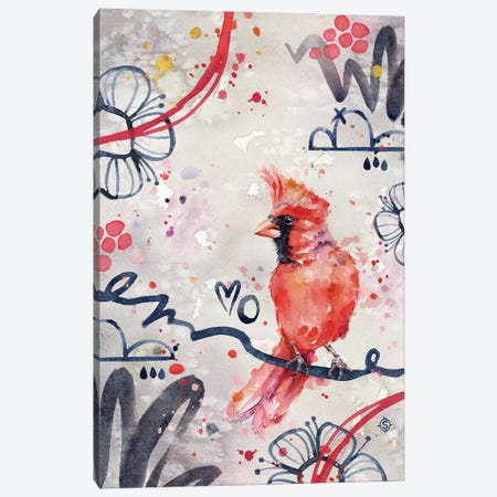 Abstract Red - Red Cardinal Bird Canvas Print #SIL101} by Sillier Than Sally Canvas Art