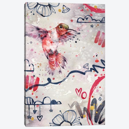 Abstract Red - Hummingbird Canvas Print #SIL102} by Sillier Than Sally Canvas Art